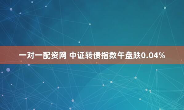 一对一配资网 中证转债指数午盘跌0.04%