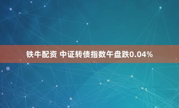 铁牛配资 中证转债指数午盘跌0.04%