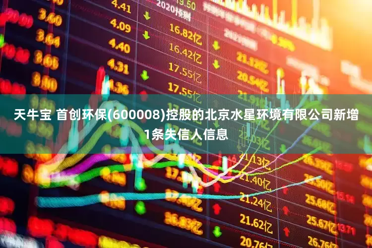 天牛宝 首创环保(600008)控股的北京水星环境有限公司新增1条失信人信息